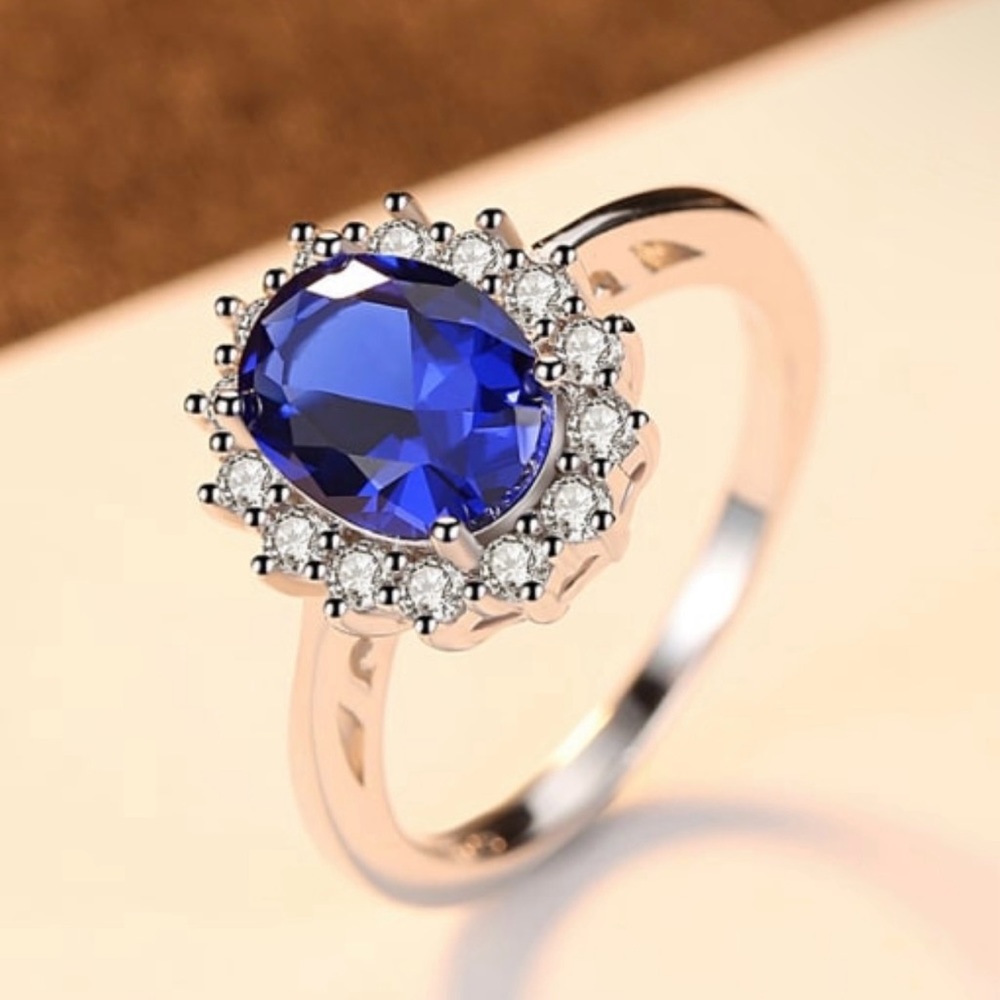 Solid Sterling Silver 925 Sapphire Ring